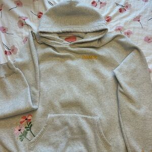 Gray Hoodie with Floral Embroidery